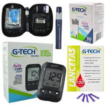 Kit Glicose Aparelho Glicemia 50 Tiras 100 Lancetas