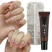 Kit Glitter 12 Pedrinhas Strass Unhas + Cola Em Gel Para Tips Unhas 20g