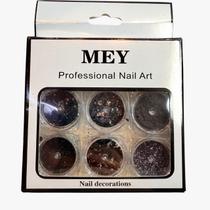 Kit Glitter Art Unhas Black Flocado Açucar C/6