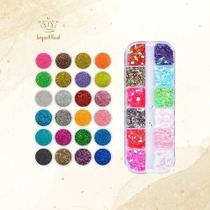 Kit Glitter Borboleta Holográfico+ Gliter Flocado Com 24 Crs