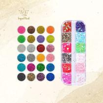 Kit Glitter Borboleta Holográfico+ Gliter Flocado Com 24 Crs