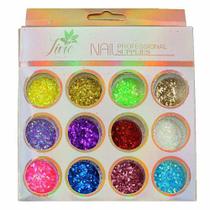 Kit glitter mix médio e fino decoração unhas nail art