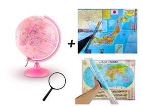 Kit Globo Led Pinkzoon Tecnodidattica Mapa Japão Mapa Mundi