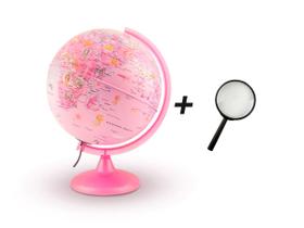 KIT Globo Pinkzoo Tecnodidatica Com Lâmpada LED e Imagens de Animais Lupa de 75mm