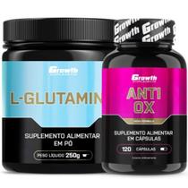 Kit Glutamina Pura 250g + Anti-Ox Antioxidante 120 Caps Growth Kit Glutamina Pura 250g + Anti-Ox Antioxidante 120 Caps Growth