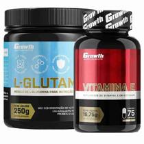 Kit Glutamina Pura 250g + Vitamina E 75 Caps Growth Supplements