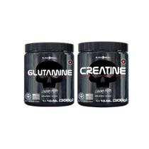 Kit: Glutamina pura 300g Mais Creatina pura 300g Black Skull