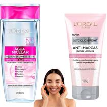 Kit Glycolic Bright Água Micelar Gel de Limpeza Facial Gloss Loreal Paris Acido Glicolico Niacinamida Kit Glycolic Bright Água Micelar Gel de Limpeza Facial Gloss Loreal Paris Acido Glicolico Niacinamida