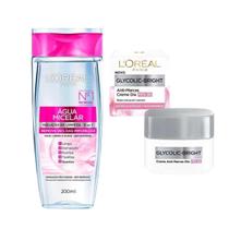 Kit Glycolic Bright Antimarcas Creme Dia Agua Micelar Diurna