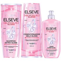 Kit Glycolic Gloss Shampoo Condicionador Pentear Elseve