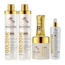 Kit Gold 24k Nutrição Capilar Pós Quimica Dama Hair 5 Produtos Kit Gold 24k Nutrição Capilar Pós Quimica Dama Hair 5 Produtos