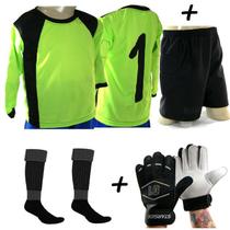 Kit Goleiro 4 x 1 Bermuda vrd/pto Infantil - Lince