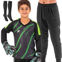 Kit Goleiro Futebol Infantil Camisa Calça Meia Poker