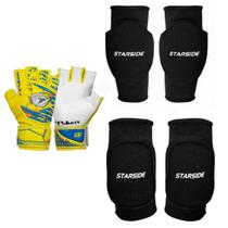 Kit Goleiro Futsal Luva Poker Joelheira Cotoveleira Starside