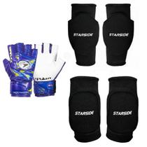 Kit Goleiro Futsal Luva Poker Joelheira Cotoveleira Starside - Poker StarSide