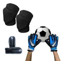 Kit Goleiro Infantil Joelheira Premium Caneleira e Luva Futebol Futsal Goleiro