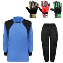 Kit Goleiro Juvenil Camisa + Calça Acolchoada + Luva De Goleiro Penalty