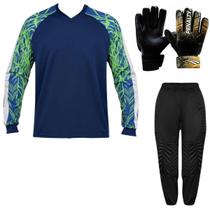 Kit Goleiro Napoli Infantil Camisa Kanga + Calça TRB + Luva Penalty Delta