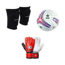 Kit Goleiro Profissional Joelheira+bola De Futebol+luva