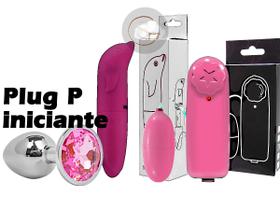 kit golfinho vibrador feminino ponto g + bullet + plug anal joia pequeno