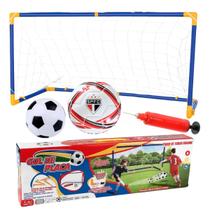 Kit Golzinho Infantil São Paulo Trave Rede Bola e Bomba Licenciado Oficial Futebol Criança Lazer Esporte Casa Diversão