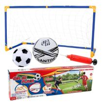 Kit Golzinho Infantil Trave Futebol c/ Rede Bola e Bomba Licenciado Completo Para Crianças Diversão Esporte Brincadeira