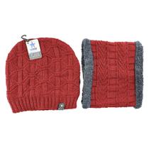 Kit Gorro de Frio e Cachecol Estilo Gola - Vinho