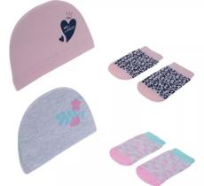 Kit Gorro E Meia Rn 4 Peças Feminino Pimpolho - 0008747