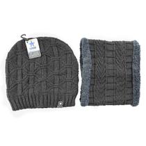 Kit Gorro Toca de Frio e Cachecol Estilo Gola 100% Poliéste Tamanho Único - Cinza Chumbo