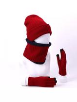 Kit Gorro Touca + Cachecol Gola + Luva Touch Screen P/ Frio