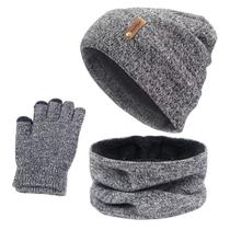 Kit Gorro Touca + Cachecol Gola + Luva Touch Screen P/ Frio