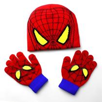 Kit Gorro Touca Luva Infantil Desenho Homem Aranha Marvel