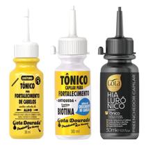 Kit Gota Dourada 3 Tônicos 30ml Alho Biotina e Hialurônico