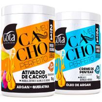 Kit Gota Dourada Cacho Perfeito Tratamento Creme Pentear + Ativador Argan 1Kg