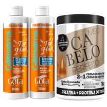 Kit Gota Dourada Confrei Sereno Creatina Shampoo + Condicionador 300ml + Creme Proteína do Trigo 1Kg