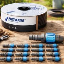 Kit Gotejamento Netafim 1000m 1.6L/h + 20 Conectores 16mm Kit Gotejamento Netafim 1000m 1.6L/h + 20 Conectores 16mm