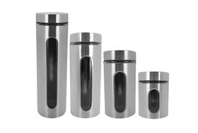 Kit Gourmet 4 Potes Inox Com Visor E Tampa De Vidro