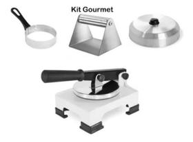 Kit Gourmet - Modelador De Hambúrguer Ovo Abafador Prensa