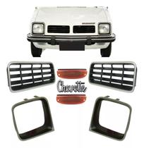Kit Grade + Aro Farol + Pisca Chevette 1981 e 1982 Prata