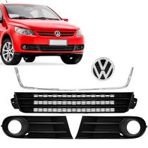 Kit Grade Central E Laterais Com Milha Parachoque Gol Voyage G5 C/Emblema e Friso Cromado
