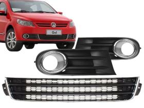 Kit Grade Central Para Para-Choque e Grade Moldura Farol De Milha Gol G5 Voyage G5 Saveiro G5 09/13