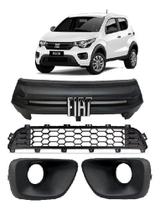 Kit Grade Dianteira Parachoque Fiat Mobi 2021 2022 2023 Preto Milha Com Furo Kit Grade Dianteira Parachoque Fiat Mobi 2021 2022 2023 Preto Milha Com Furo