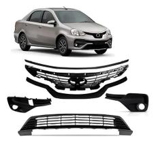 Kit grade etios 18/19 preta completa sup+cen molduras Kit grade etios 18/19 preta completa sup+cen molduras