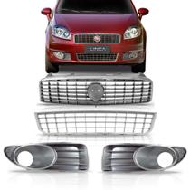 Kit Grades Linea 2008 A 2013 Friso Cromado 04 Peças Preto
