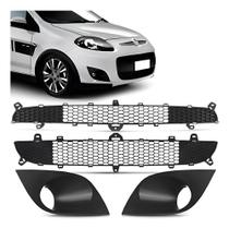 Kit Grades Moldura Parachoque Palio G5 2012 13 14 15 16 2017 - Preto - Milha Com Furo Kit Grades Moldura Parachoque Palio G5 2012 13 14 15 16 2017 - Preto - Milha Com Furo
