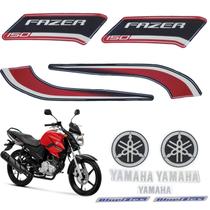 Kit Gráfico Adesivo Completo Ys Fazer 150 2014 2015 Vermelho
