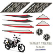 Kit Gráfico Adesivo Completo Ys Fazer 150 2017 2018 Branco