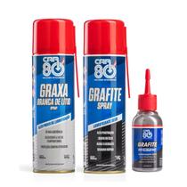 Kit Grafite Spray Grafite Em Pó Graxa Branca De Lítio Car80 Kit Grafite Spray Grafite Em Pó Graxa Branca De Lítio Car80