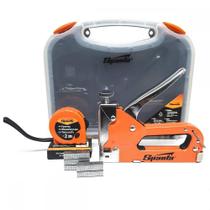 Kit Grampeador Manual com Ajuste de Pressão + Trena 2m + Grampos SPARTA-4200355 Kit Grampeador Manual com Ajuste de Pressão + Trena 2m + Grampos SPARTA-4200355