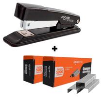 Kit Grampeador Metal Preto 20fls + 10000 Grampos 26/6 Galvanizado Ideal para Escritórios Lojas Escolas Kit Grampeador Metal Preto 20fls + 10000 Grampos 26/6 Galvanizado Ideal para Escritórios Lojas Escolas